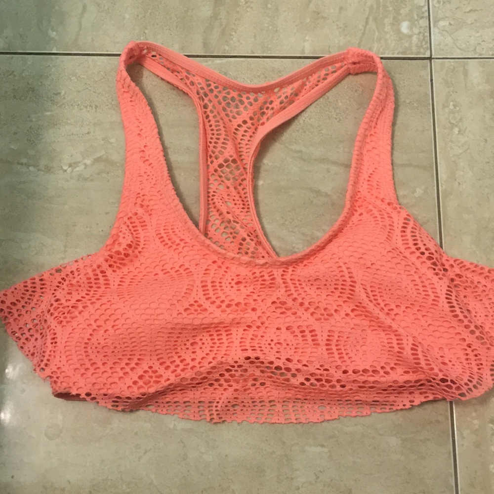 Pink flouncy bathing suit top